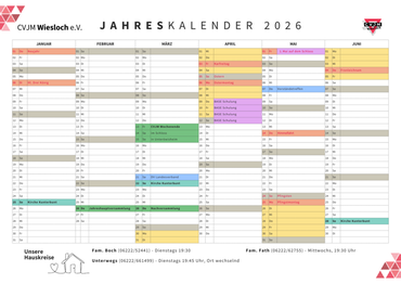 Jahrestermine Januar - Juni