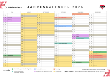 Jahrestermine Juli-Dezember